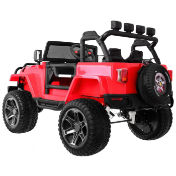 Auto terenowe typu jeep Monster 4x4 dla dzieci Czerwony + Pilot + Regulacja siedzenia + MP3 LED + Bagażnik + Plecak